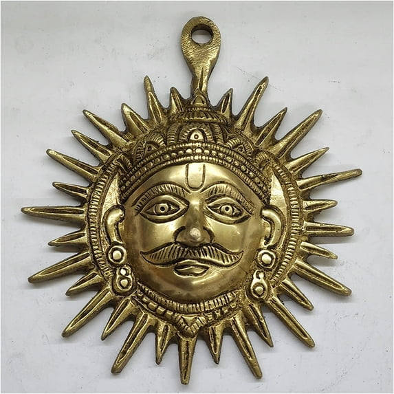 Brass Sun Wall Hanging Vastu Sun Idol Indian Wall Hanging Showpiece Office Decor Temple Decor Lord Sun Face Hanging Handmade Brass Hanging Decor Wall Art - AtoZ India Cart