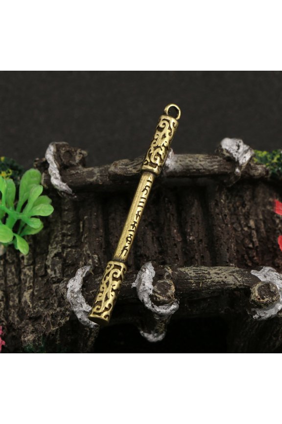 Brass Sun Wukong Keychain Pendant Ruyi Jingu Bang Charm Chinese Mythology Car Hanging Ornament Feng Shui Amulet Gift