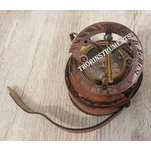 Brass Sundial Compass - Pocket Sundial -Brass Antiques West London TH08895 Rustic Vintage Home Decor Gifts