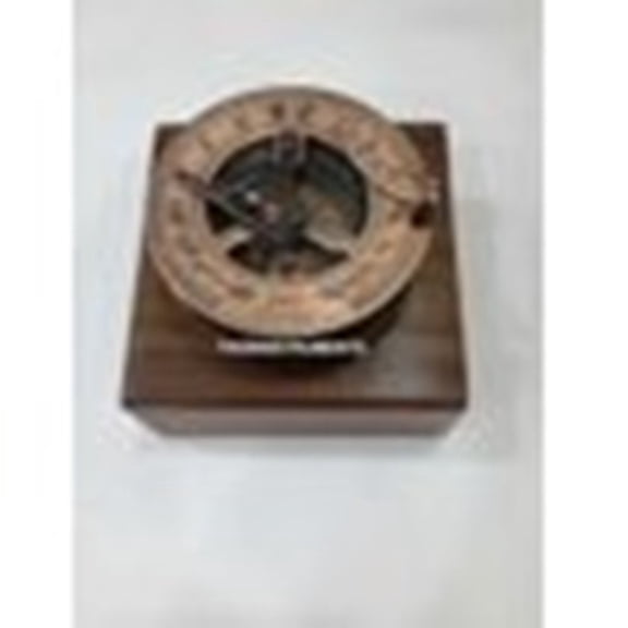 Brass Sundial Compass w/ Wood Box ~ Nautical Maritime ~ Compass With Anchor Box Free