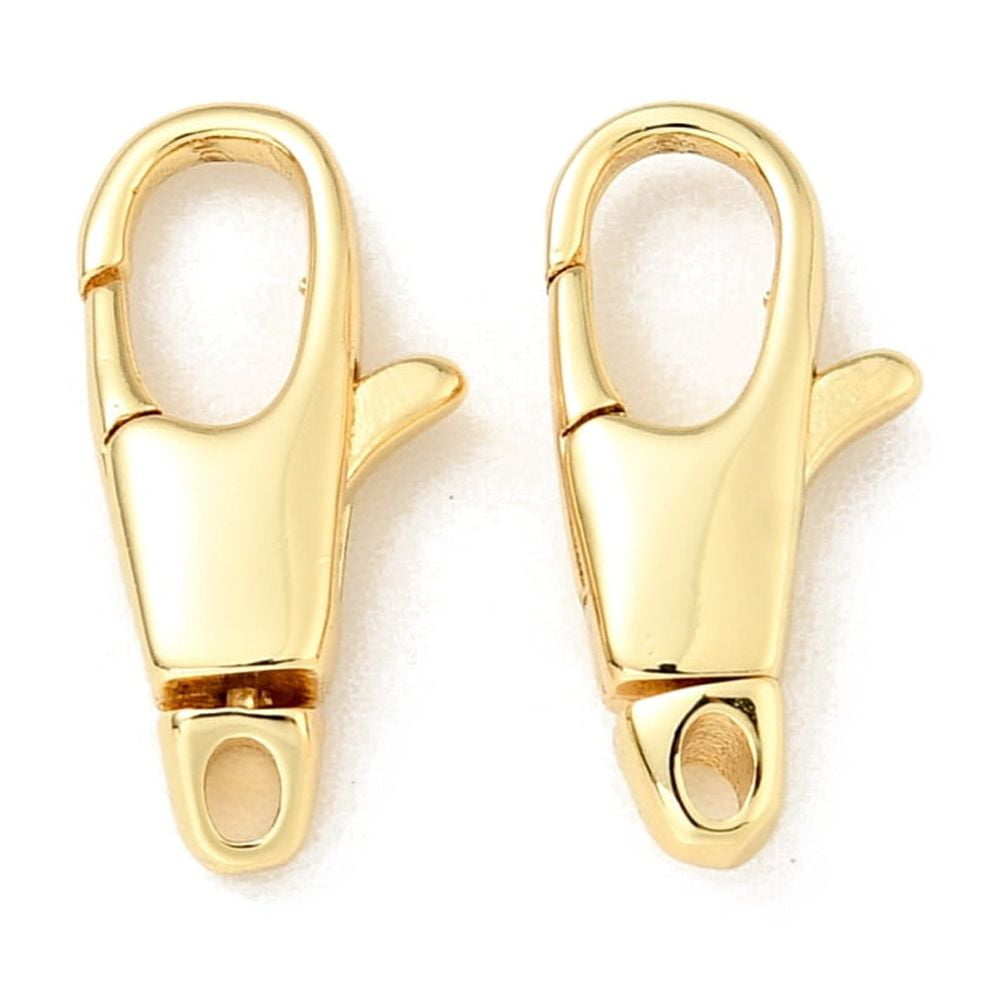Brass Swivel Lobster Claw Clasps for Jewelry Making Findings Cadmium Free & Lead Free Long-Lasting Plated Real 18K Gold Plated 14.5x7x3mm Hole: 1.2mm