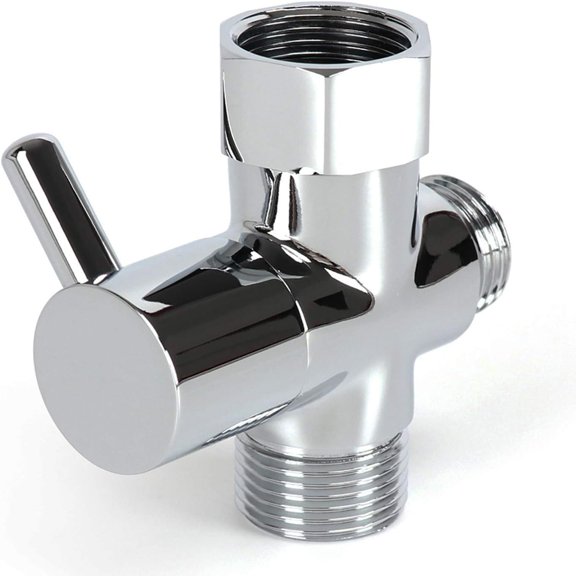 Brass T-Valve Adapter Chrome Finished,3 Way Shut off Valve Bidet Water Diverter for Handheld Bidet toilet sprayer Faucet Tee Connector 7/8" G1/2"
