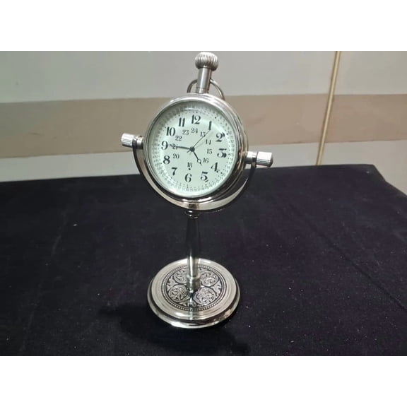 Brass Table Clock Nautical Home & Office Gift Decor Clocks Desk Item Valentin, Anniversary, Birthday Gift