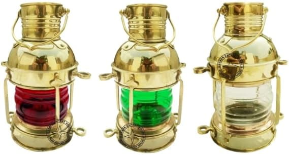 Brass Table Lantern Glass Oil Lamp 11.5 inch Collectible Home Decorative. Pack 3