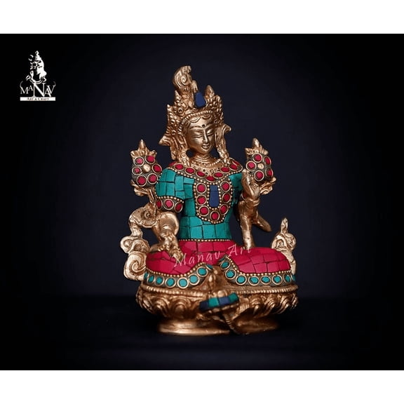 Brass Tara statue, 15 CM Tara Statue, Tara devi Statue, Meditation female compassion buddha Diety, Gift Meditation- Tara healing idol