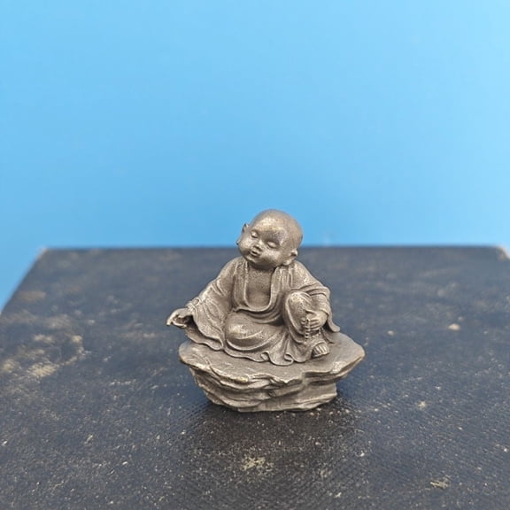 Brass Tea Pet Monk Figurine Zen Decor Bonsai Fish Tank Ornament