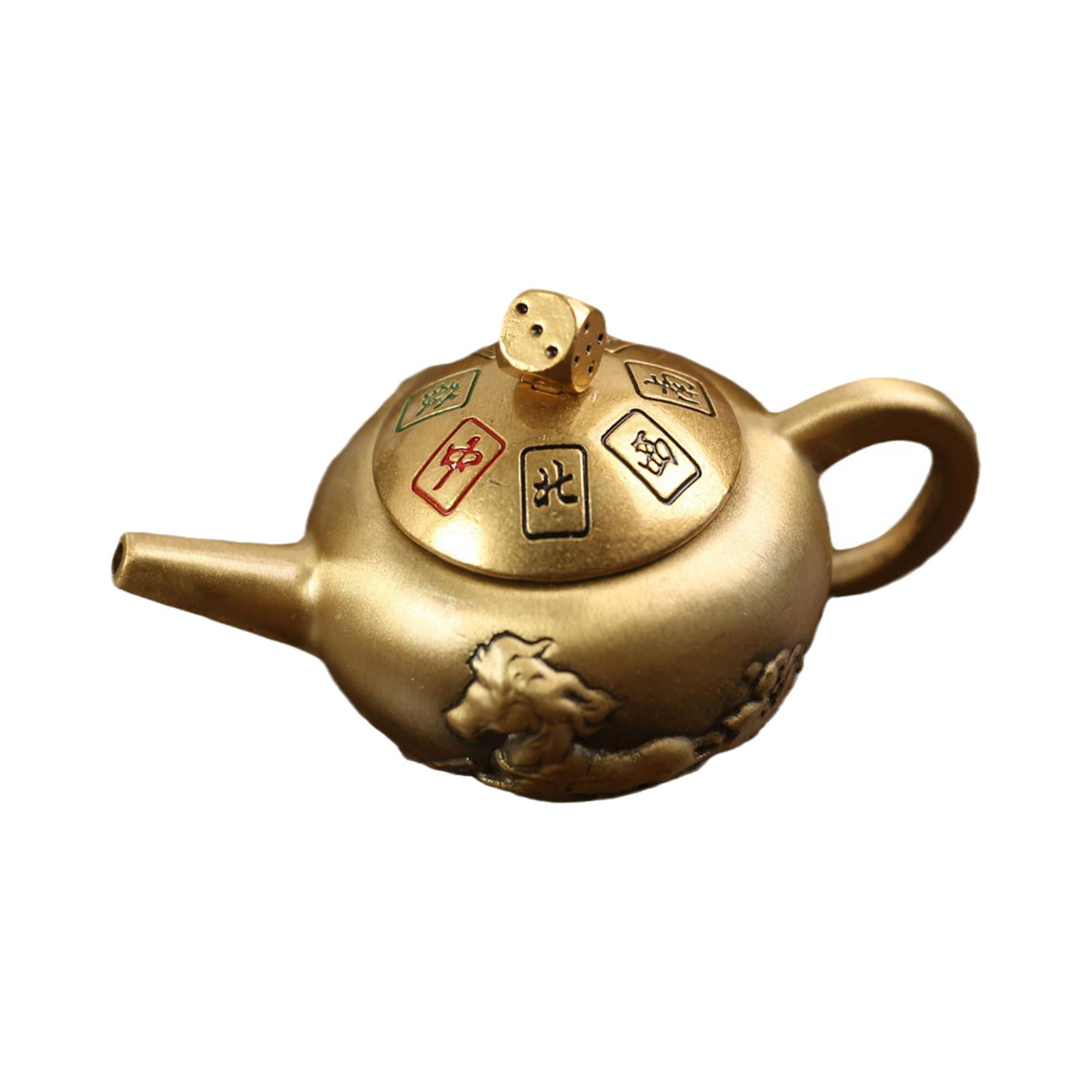 Brass Teapot Figurine Ornament Collectible Miniature Teapot Statue