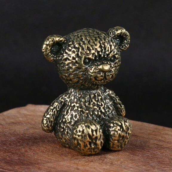Brass Teddy bear Animal Statue Sculpture Home Decor Gift Tabletop Figurine