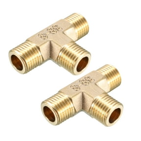 Brass Tee Pipe Fitting 1/4BSP Male Thread T Shaped Connector Coupler 2pcs
