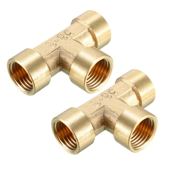 Brass Tee Pipe Fitting 1/4PT Female Thread T Shape Connector Coupler 2pcs