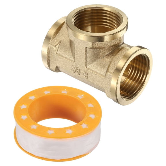 Uxcell Brass Tee Pipe Fitting G1" (Female x Female x Female) 3 Way T-Connector Fitting Coupler Adapter for Gas Transport Connect Pipelines