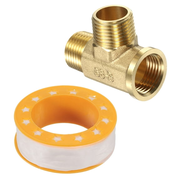 Brass Tee Pipe Fitting, G1/2"(Male x Male x Female) 3-Way T-Connector