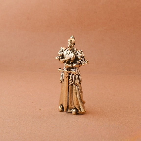 Brass Terracotta Warrior General Figurine Desk Decor Tabletop Display 1pc