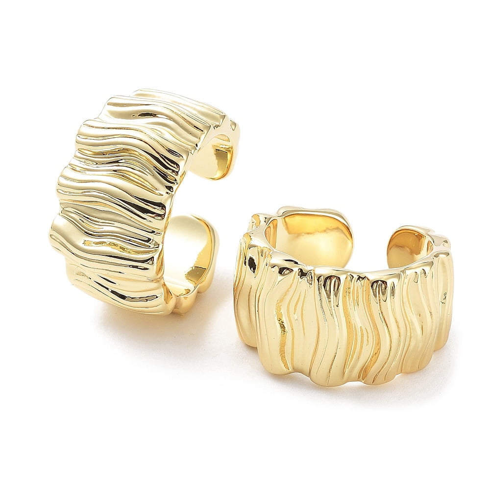 Open Cuff Rings Brass Textured Open Cuff Rings for Women Real 18K Gold Plated Inner ...