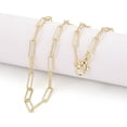thumbnail image 1 of Brass Textured Paperclip Chain Necklace Making with Lobster Claw Clasps Light golden 18.11~18.50 inch(46~47cm) Link: 11.5x3.5x0.8mm, 1 of 2