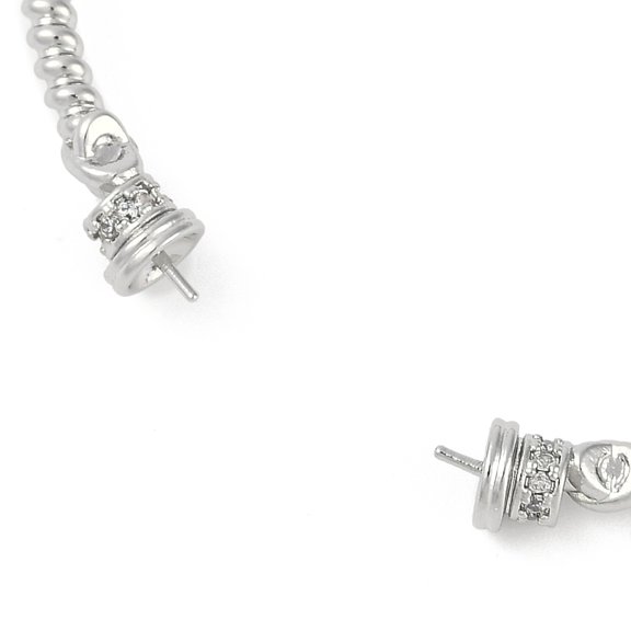 Brass Textured Wavy Open Cuff Bangle Making Platinum Inner Diameter: 1-7/8x2-1/4 inch(4.85x5.85cm)