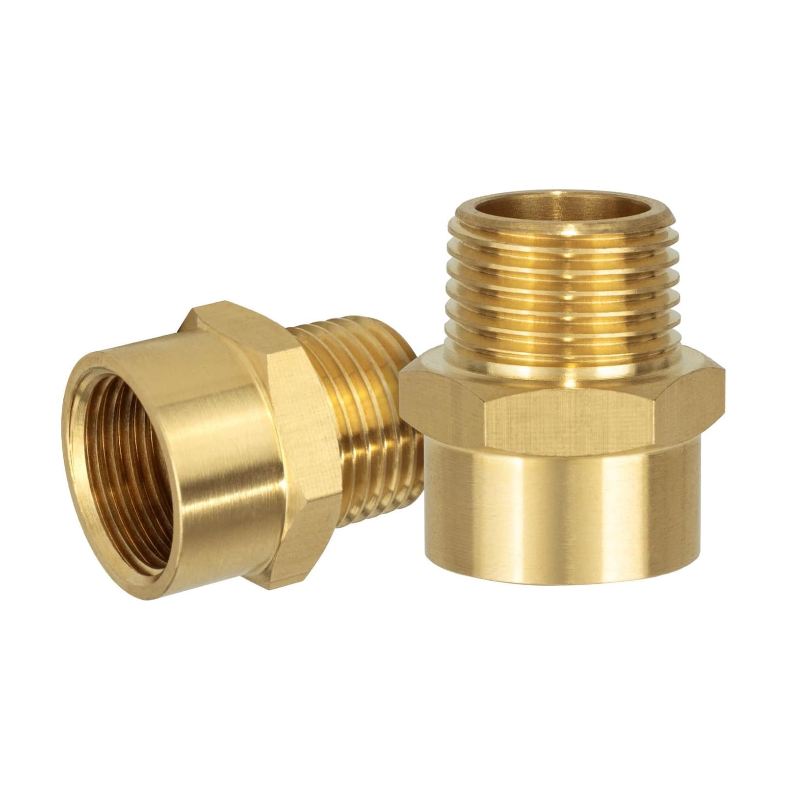 2Pcs Brass Fitting Pipe Adapter G1/2 Female To 1/2In Male Thread ...