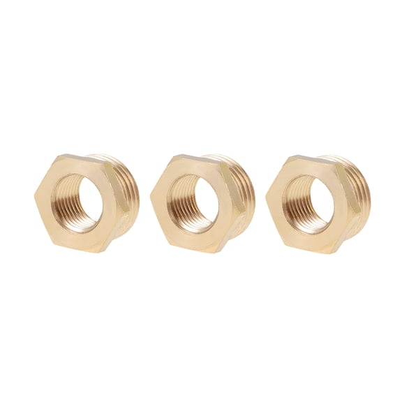 Brass Threaded Pipe Fitting G1/2 Male x G1/4 Female Hex Bushing Adapter 3 pcs