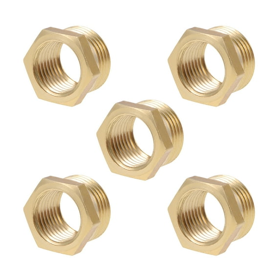 Brass Threaded Pipe Fitting G3/8 Male x G1/4 Female Hex Bushing Adapter 5 pcs