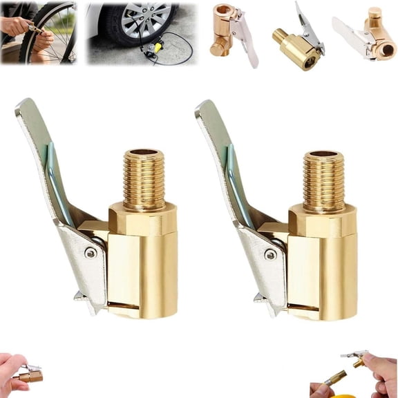 Brass Tire Inflator Nozzle Adapter, 2Pcs Locking Air Chuck for Car Truck Motorcycle Bicycle Tire Pump Attachment Accessories, 8mm Air Compressor Quick Connect Coupler for Home Garage Use