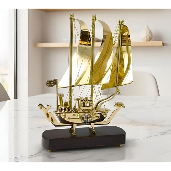 Brass Titanic Ship 12" Inch Showpiece With Wooden Base Perfect for Home Decoration and Gifting. (Small)