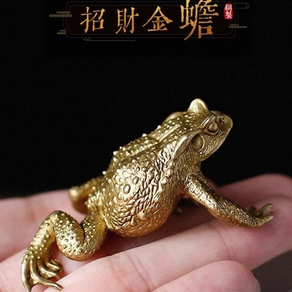 Brass Toad Figurine Tea Pet Decor Ornament