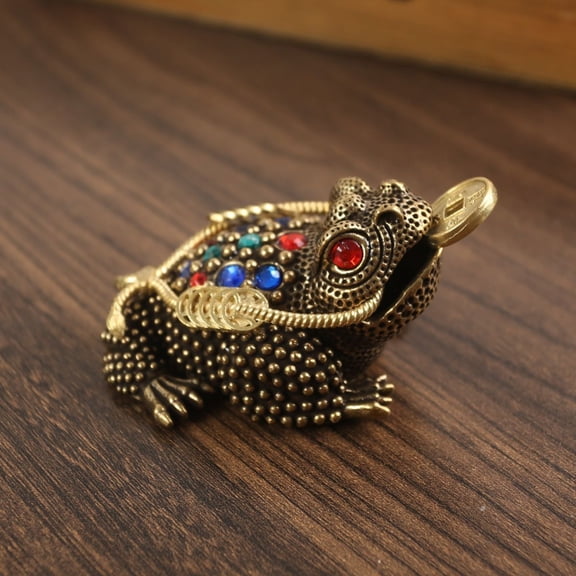 Brass Toad Sculpture Pure Copper Home Decor Office Study Room Decorative Ornament