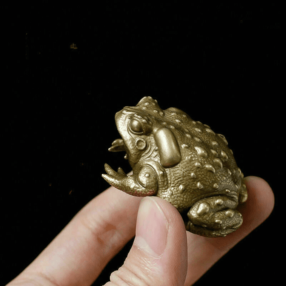 Brass Toad Trinket Antique Bronze Sculpture Retro Tea Pet Ornaments