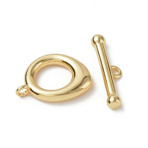 Brass Toggle Clasps Cadmium Free & Nickel Free & Lead Free Teardrop Real 18K golden Plated Teardrop Clasps: 14x11x2.5mm Hole: 6mm T Clasps: 4x16x2.5mm