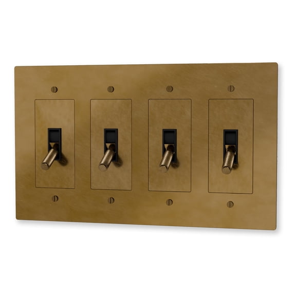 Brass Toggle Light Switch – 120 VAC - Retro Light Switch Cover Plate – Polished Antique Brass Wall Plate with Solid Lever – Decorative Light Switch for Home & Living – Fits US Boxes – UL Listed