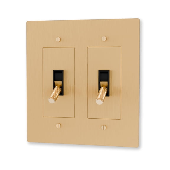 Brass Toggle Light Switch – 120 VAC - Retro Light Switch Cover Plate – Polished Antique Brass Wall Plate with Solid Lever – Decorative Light Switch for Home & Living – Fits US Boxes – UL Listed