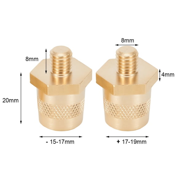 Brass Tone Battery Terminal Connector 1 Pair M8 Stud Adapter with Internal External M8 Threads for Automotive Marine RV