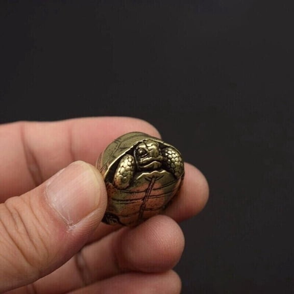 Brass Tortoise Figurine Solid Heavy Miniature Vintage Turtle Tea Pet Ornaments