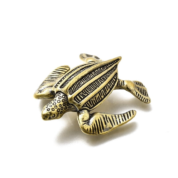 Brass Tortoise Figurine Statue for Living Room Table Home Decoration Antique Bronze 34x36.5x12.5mm