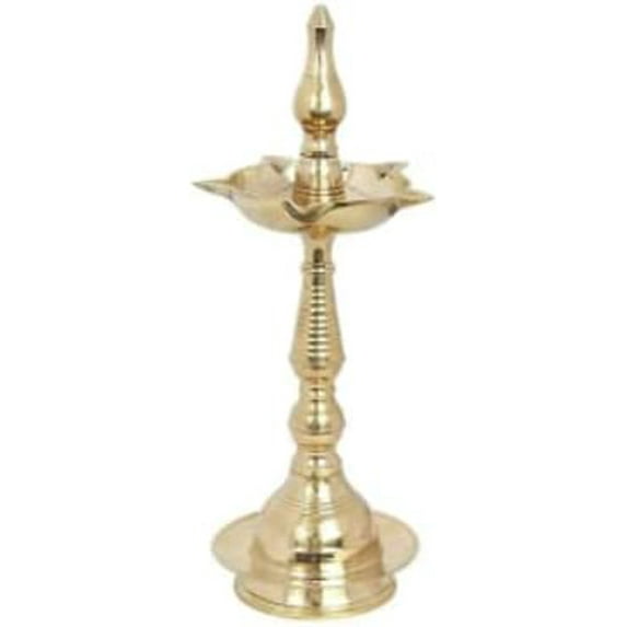 Brass Traditional Kerala Samai/Oil Lamp/Diya/Deepak/Dhoop/Jyoti For Pooja/Aarti/Decoration (Approx. 10 inch)