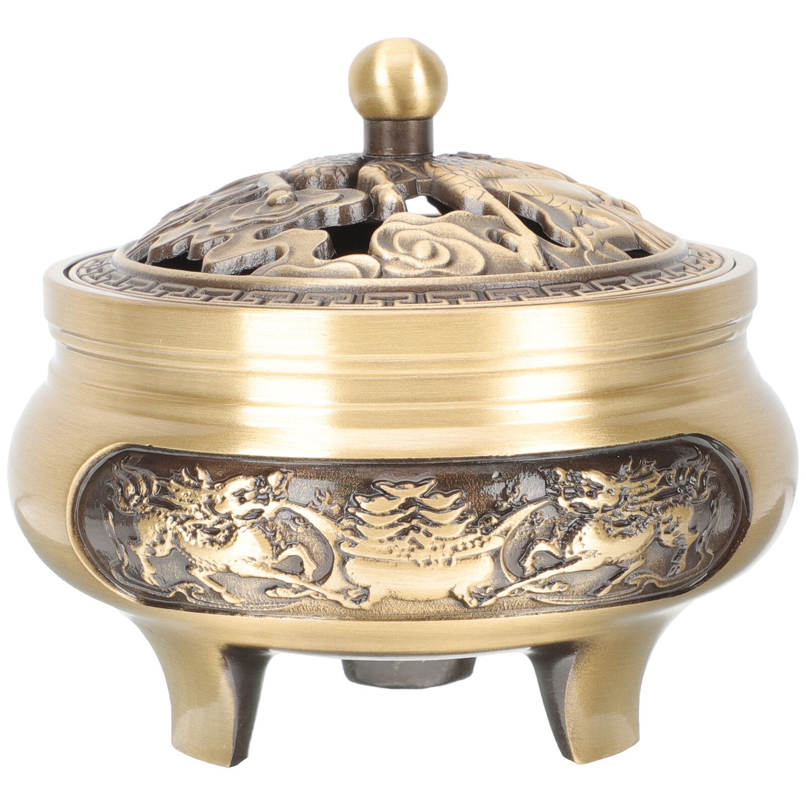 Brass Tripod Incense Burner Household Decor Chinoiserie Holder Incenses
