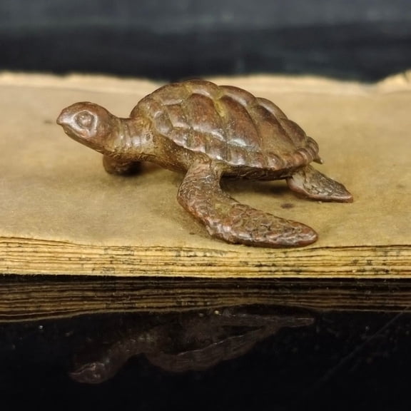 Brass Turtle Figurine Chinese Tea Pet Table Decor Sculpture