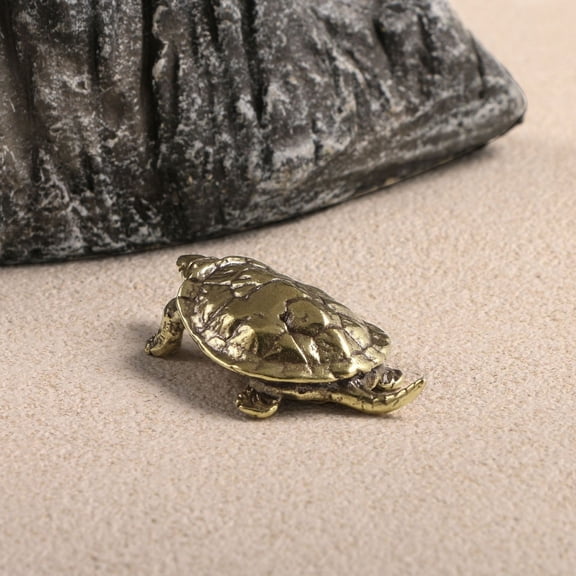 Brass Turtle Figurine Home Decor Animal Ornament Handle Sculpture Vintage Style Handicraft for Collection Display