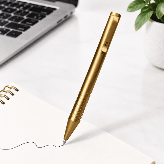 Brass Twist Mini EDC Refillable Metal Gel Ink Pen, 0.7mm Fine Point