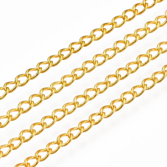Brass Twisted Chains Curb Chains Soldered Cadmium Free Nickel Free Lead Free with Spool Golden 3x2x0.45mm 328.08 Feet(100m)/roll