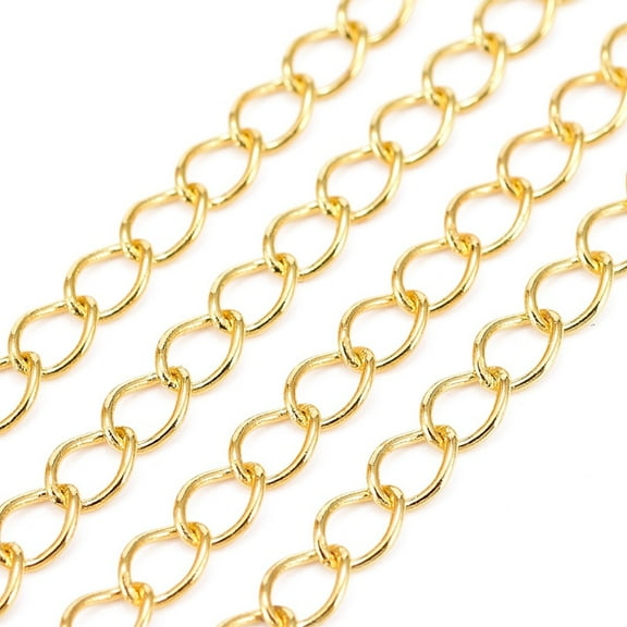 Brass Twisted Chains Curb Chains Soldered with Spool Lead Free Nickel Free Cadmium Free Golden 4x3x0.45mm 301.83 Feet(92m)/roll