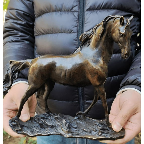 Brass Unique Horse ,Pure Copper Statue of Horse,Brass Sculpture Collectable Table Decor Animal Figurine for Living Room Home Decorations 418