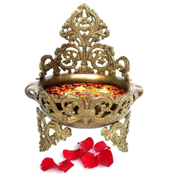 Brass Urli Flower Pot 2.28kg, Urli Bowl, Decoration Bowl, Hammered Urli for Home, Hotel/Office Decoration & Gift