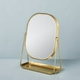 thumbnail image 1 of Brass Vanity Flip Mirror with Tray : Swivel, 3X Magnification, Rectangular, 1 of 3