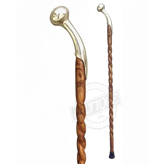 Brass Victorian Horse Hames Solid Handle Wooden Cane Stick Walk Supporter Unisex