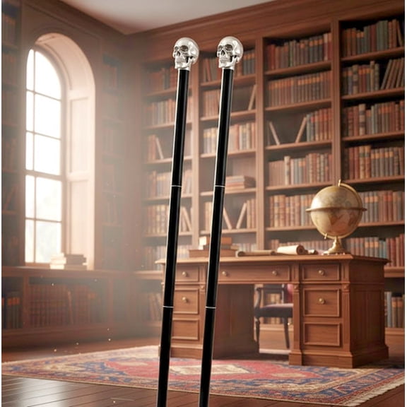 Brass Vintage Gothic Style Metal Skull Walking Stick for Grandmother Grandfather, 2 Count