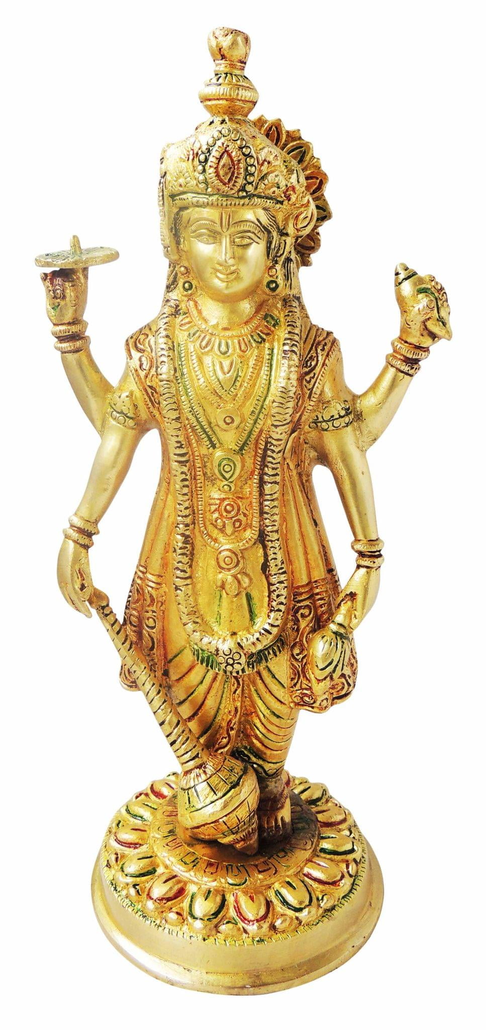 Brass Vishnu Ji God Idol Statue 2.6kg, Standing Vishnu Statue, Narayana