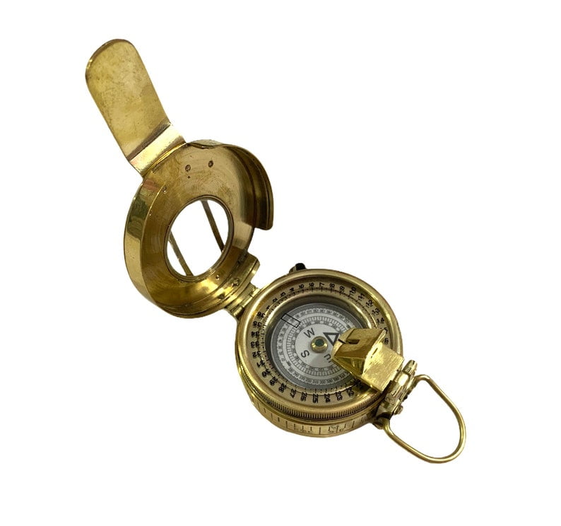 Brass WWII Military Compass | Working Pocket Compass for Hiking & Outdoor Adventures | Nautical Steampunk Gift