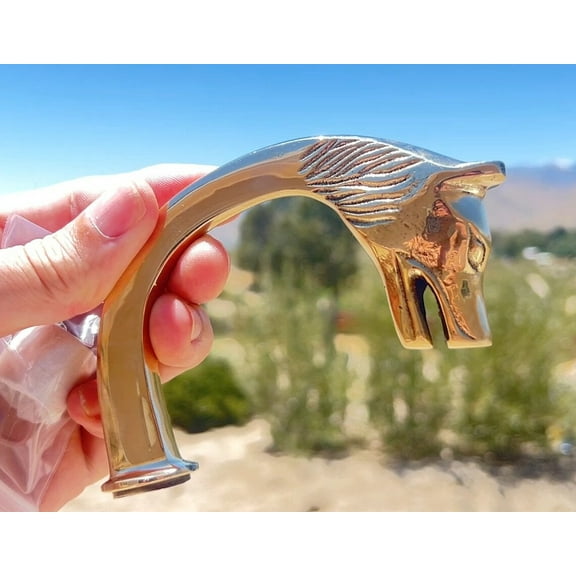 Brass Walking Stick Handle Handcrafted Wolf Head Cane Top