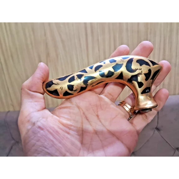 Vintage Style Walking Stick Head Cane Topper Solid Brass Handle Replacement Accessory for Wooden Canes for Men Women